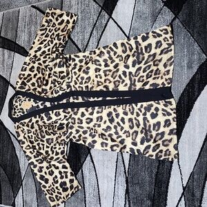 DO EVERYTHING IN LOVE LEOPARD PRINT KIMONO SWIMSUIT COVER ROBE LOUNGE ONE-SIZE